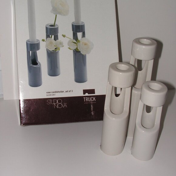 Mikasa Truck Bloom Set of 3 Vases Gray Ceramic - Picture 5 of 16